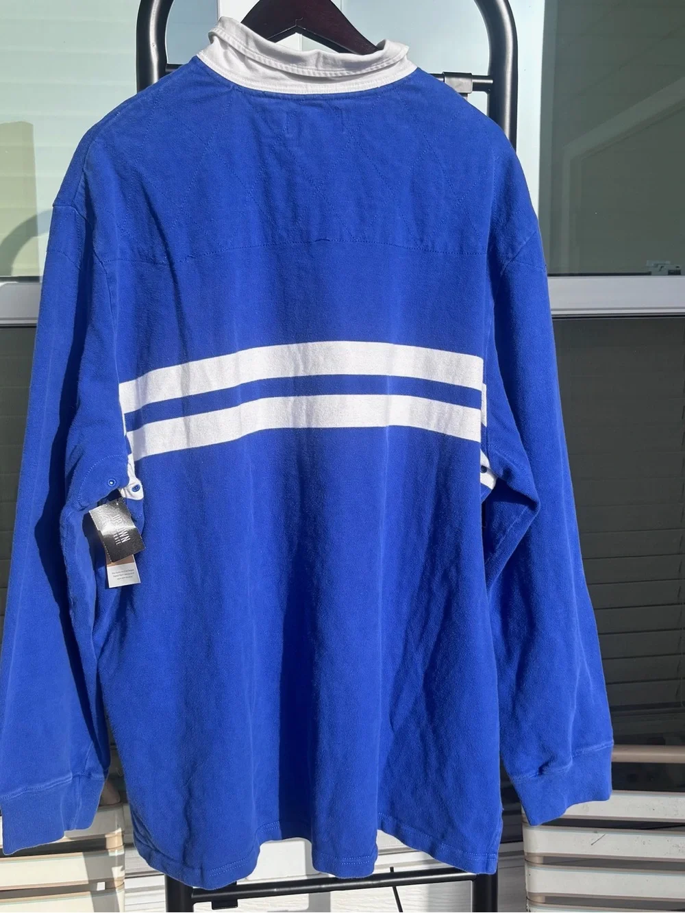 Vtg Polo Ralph Lauren Rugby Polo Striped Blue White XXL Heavy Cotton